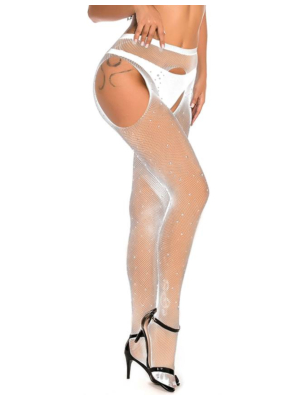 White Fishnet Diamonds Pantyhose
