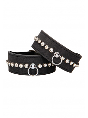 Diamond Studded Wrist Cuffs  - Black