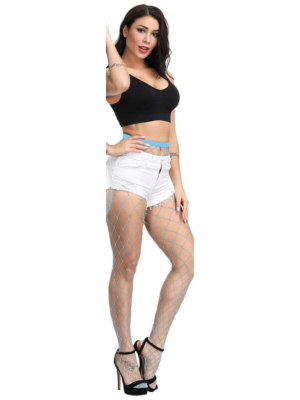 Women Sexy Mesh High Waist - XLarge - Fishnet Pantyhose Aqua