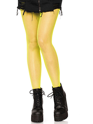 Nylon Fishnet Pantyhose - Neon Yellow