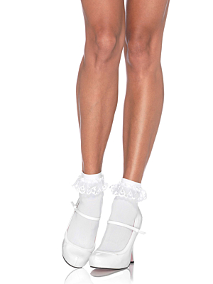 Anklet With Lace Ruffle White