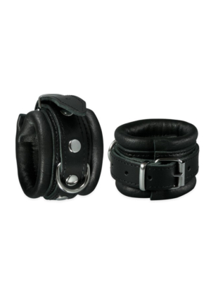 Kiotos Leather Handcuffs Black - 5 cm