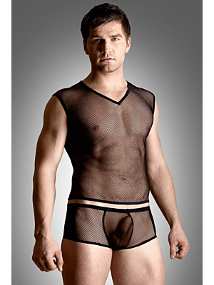 Net set - shirt and thong - black M/L