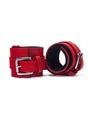 HAND CUFFS GRAIN LEATHER RED