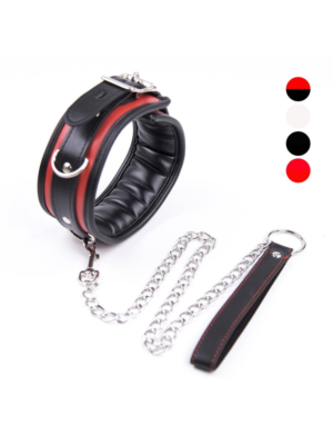 Black And Red Thick D Ring Neck Collar Black-Red