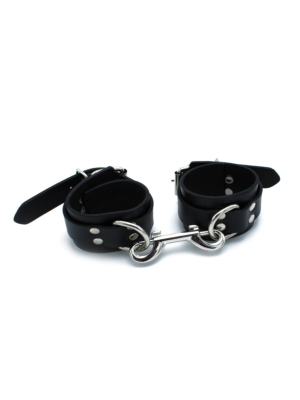 Black Leather Chain-Linked Cuffs
