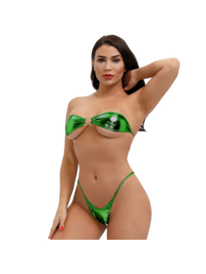 Sexy Solid Tube Top Bikini Swimsuit Neon Green