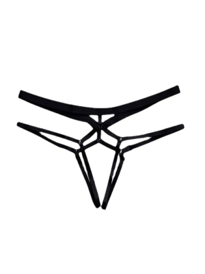 Sexy Low Waist Open Thong Black -L