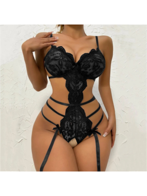 Sexy Lace Strap Backless Crotch-Free Lingerie Bodysuits-S