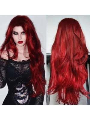 Women'S Fashion Red Long Curly Wig