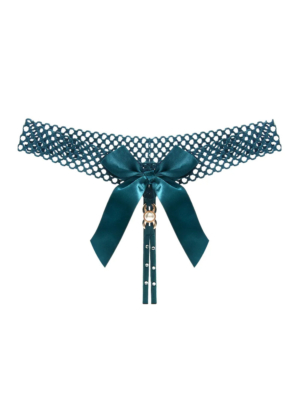 Women Sexy Open Bow Thong Green