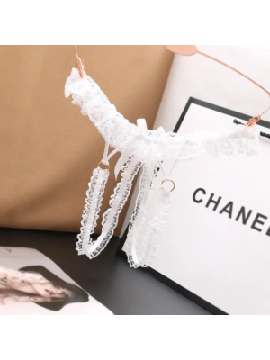 Women Sexy Lace White Thong os