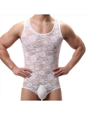 TEDDY Lace Playsuit White - Taille : S