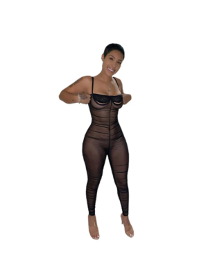 Slim Fit Casual Jumpsuit Black-L