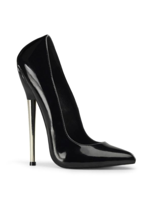 Devious high heels pump black patent solid brass heel-EU 39