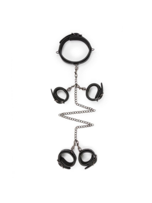 Fetish set with collar, ankle- and wrist cuffs