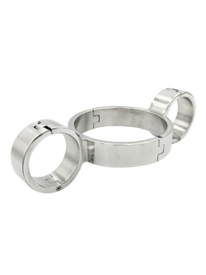 Heavy Duty Neck-Wrist Handcuffs Stainless Steel 