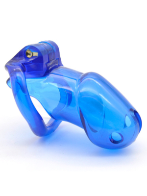 Hide Lock Male Chastity Cock Cage Device Blue