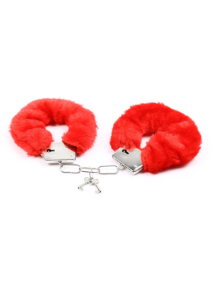 Metal Furry Handcuffs Red
