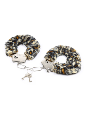 Metal Furry Handcuffs Leopard