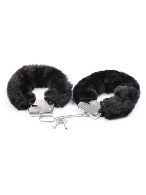 Metal Furry Handcuffs Black