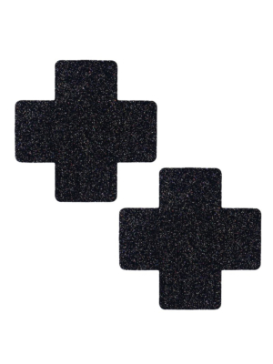 Glitter Cross Nipple Pasties Stickers Black