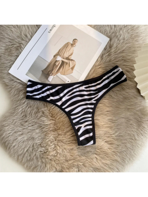 Zebra Print Low Waist Underwear-XL
