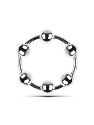 Metal Cock Ring with 6 Balls - 2.5 cm