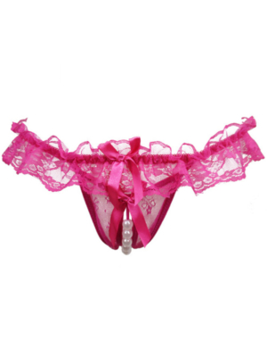 Women Lace Cortchless T-string Fuchsia