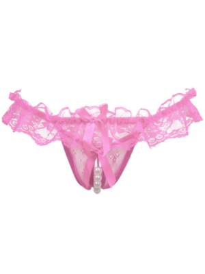 Women Lace Cortchless T-string Pink